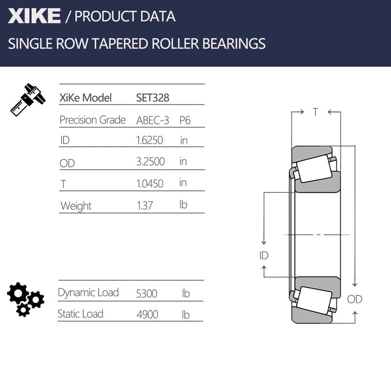 XiKe 2 Set Wheel Bearings SET328 - M802048/M802011 - ID 1.6250"" x OD 3.2500"",Tapered Roller Bearings Cup and Cone, Fits for Very Many Car and Trailer Axles. - Image 2